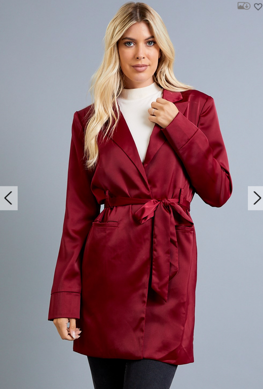 "The Boss" Belted Jacket (Wine)